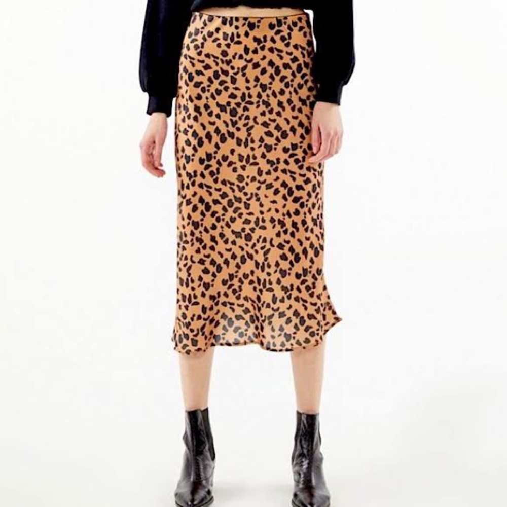 Urban Outfitters leopard print satin skirt